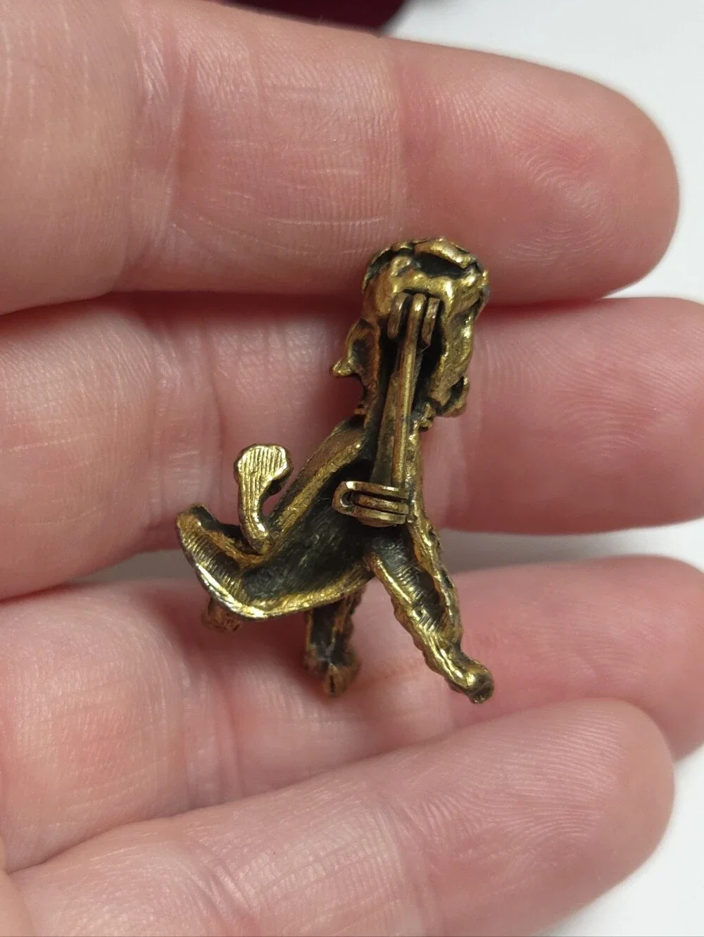 Vintage Golden Red Crystal Eyed Poodle Brooch Pin
